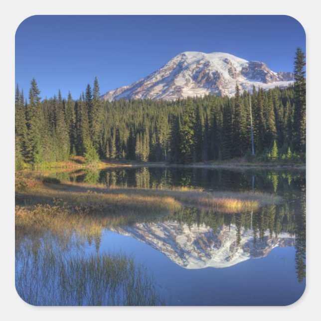 Sticker Carré WA, Parc national du Mont-Rainier, Mont-Rainier (Devant)