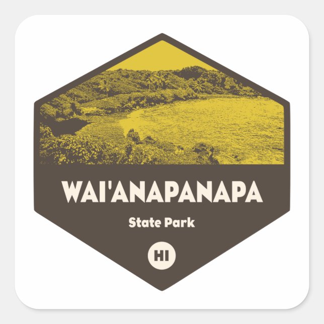 Sticker Carré Wai'anapanapa State Park Hawaii (Devant)