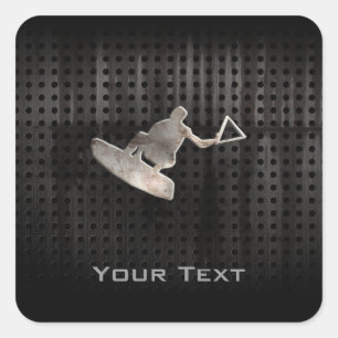 Sticker Carré Wakeboarder ; Noir frais
