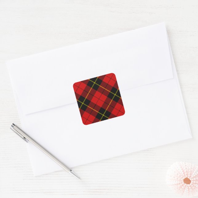 Sticker Carré Wallace tartan rouge noir plaid (Enveloppe)