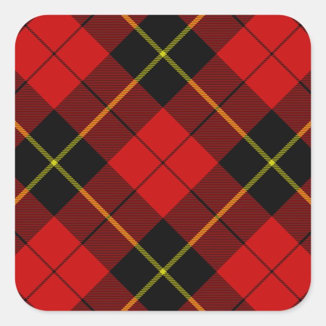 Sticker Carré Wallace tartan rouge noir plaid (Devant)