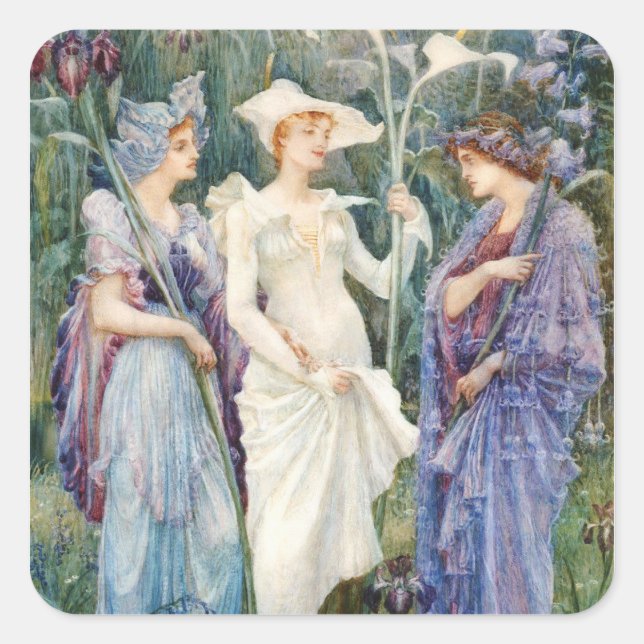 Sticker Carré Walter Crane : Signes du printemps (Devant)