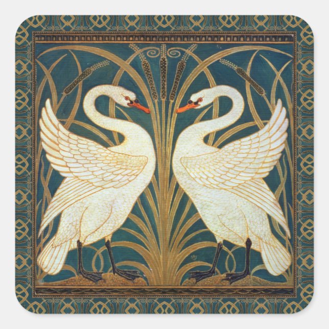 Sticker Carré Walter Crane Swan (Devant)