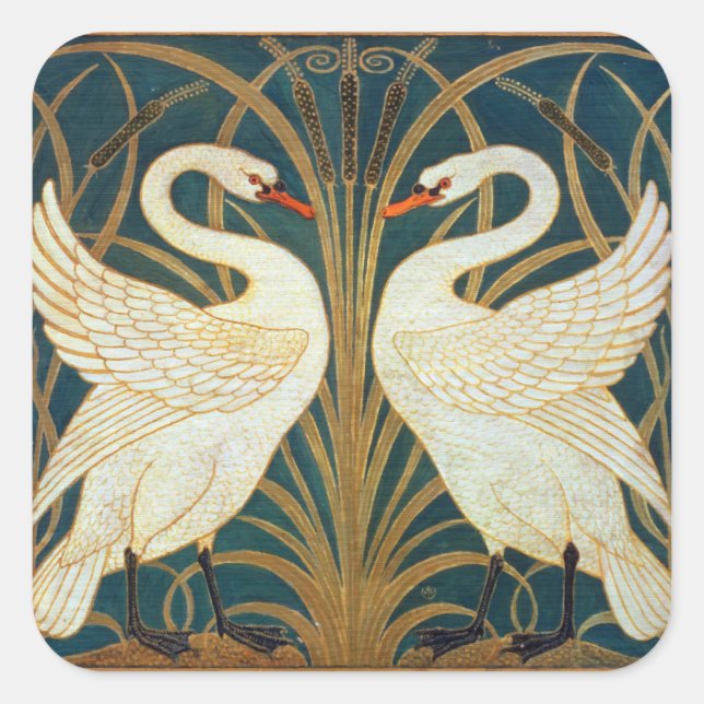 Sticker Carré Walter Crane Swan (Devant)