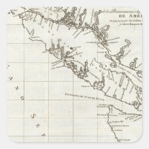 Sticker Carré Washington, Colombie-Britannique, carte de