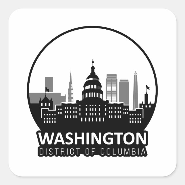 Sticker Carré Washington DC Skyline (Devant)