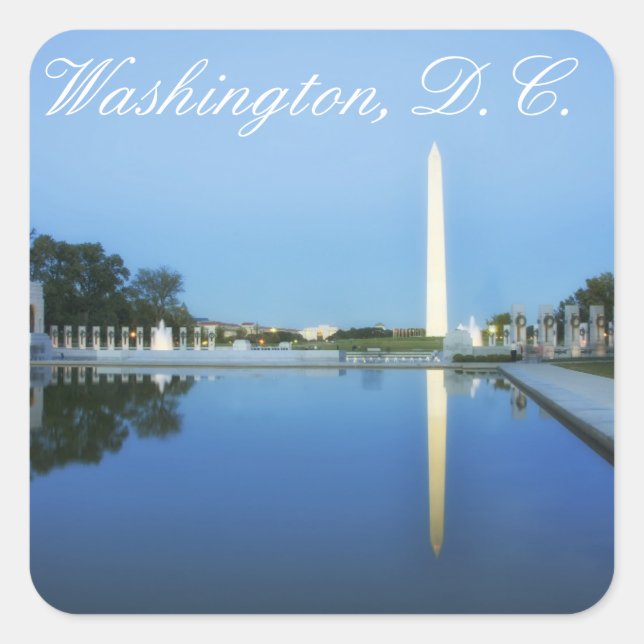 Sticker Carré Washington Monument, Reflect Pool, Washington (Devant)