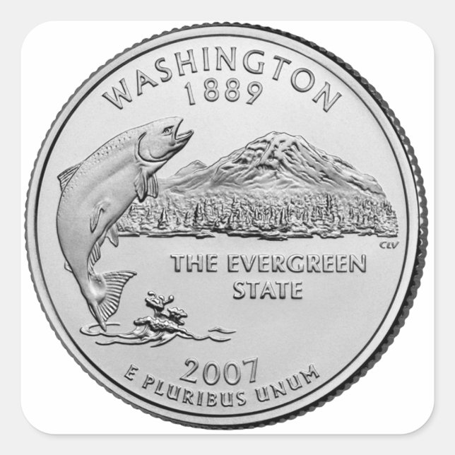 Sticker Carré Washington State Quarter (Devant)