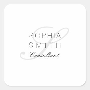 Sticker Carré Wassermarke Minimaliste Monogramme Élégant Consult