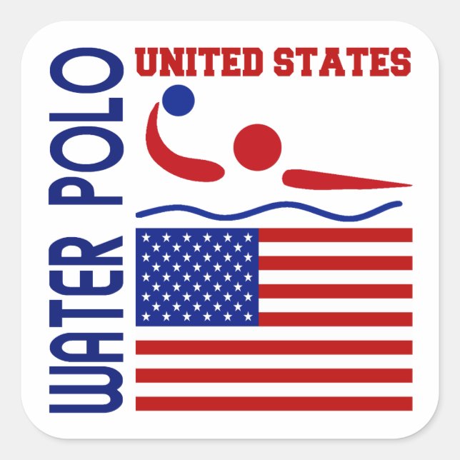 Sticker Carré Water Polo États-Unis (Devant)