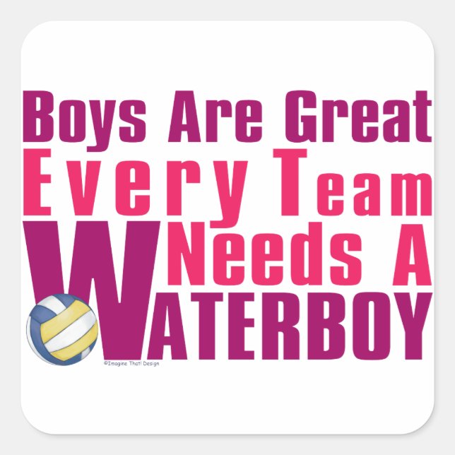 Sticker Carré Waterboy Volleyball en rose (Devant)