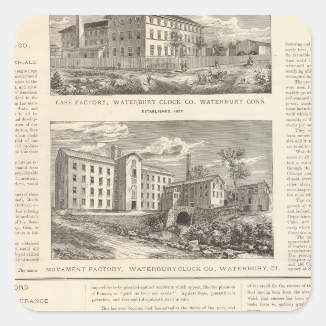 Sticker Carré Waterbury Clock Company (Devant)