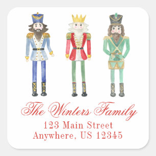 Sticker Carré Watercolor Christmas Nutcrackers Retourner l'adres