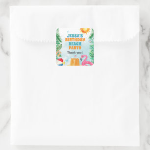 Sticker Carré Watercolor Summer Beach Party
