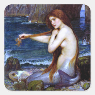 Sticker Carré Waterhouse : La Sirène