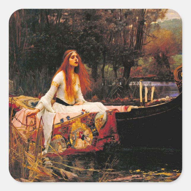Sticker Carré Waterhouse Lady of Shalott (Devant)
