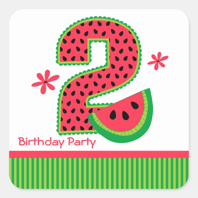 Sticker Carré Watermelon 2e Birthday Strie (Devant)