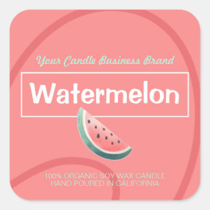 Sticker Carré Watermelon Cute Style Moderne Soy Chandelles Étiqu