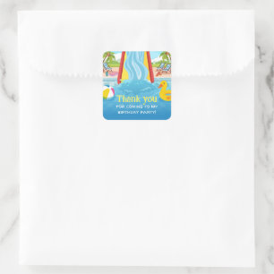 Sticker Carré Waterpark Slide fête d'anniversaire pour enfants
