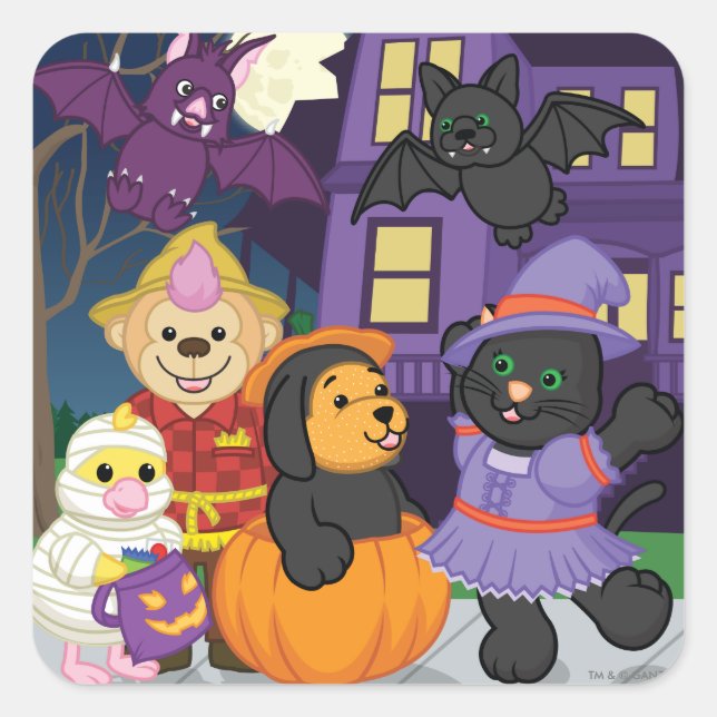 Sticker Carré Webkinz Halloween Trick ou Treat (Devant)