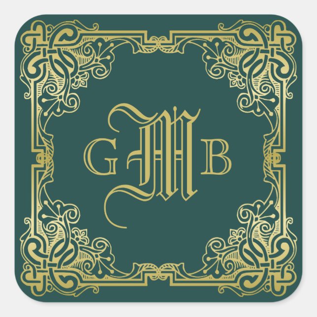 Sticker Carré Wedding Monogram Classic (Devant)