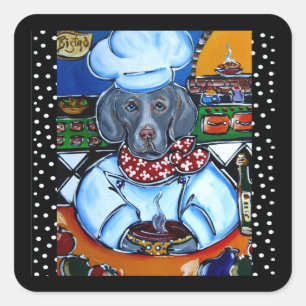 STICKER CARRÉ WEIMARANER 
