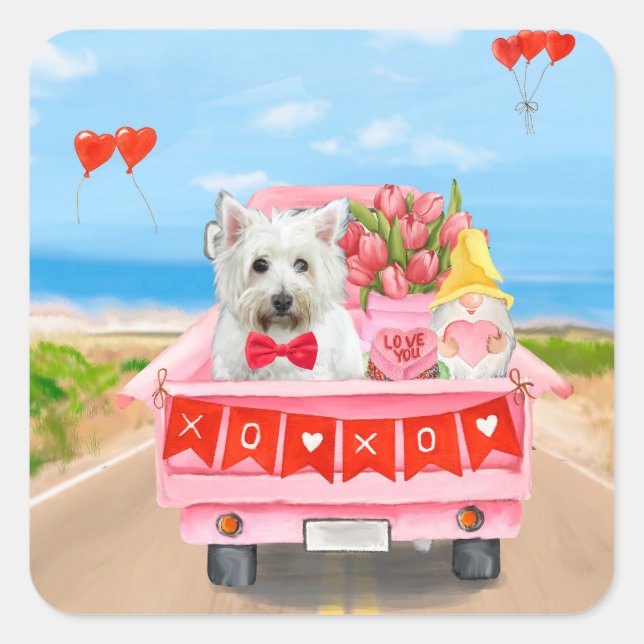 Sticker Carré West Highland White Terrier Camion de la Saint-Val (Devant)
