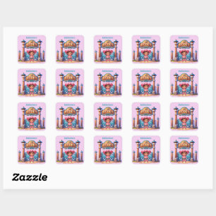 Sticker Carré Western Cowgirl Premier Rodéo Anniversaire Personn