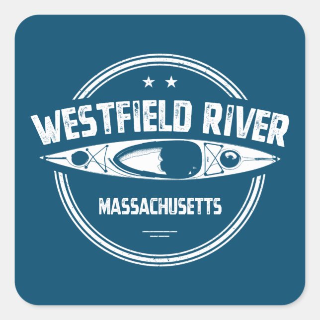 Sticker Carré Westfield River Massachusetts Kayak (Devant)