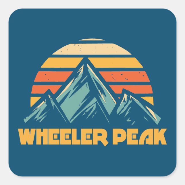 Sticker Carré Wheeler Peak New Mexico Retro Turquoise (Devant)