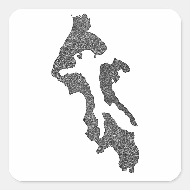 Sticker Carré Whidbey Island Island County Map Design (Devant)