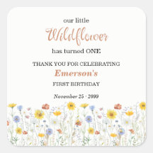 Whimsical Colorful Wildflower 1st Birthday Party