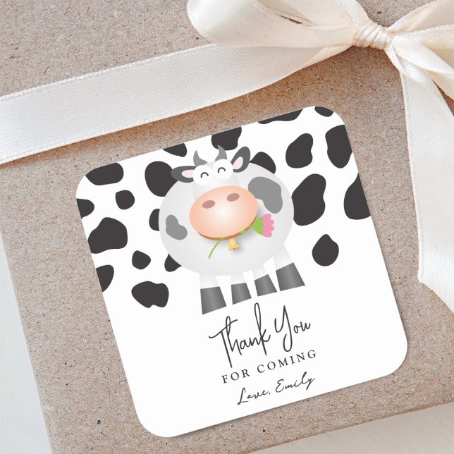 Sticker Carré Whimsical Saint Vache Anniversaire Merci Pour Veni (Créateur téléchargé)