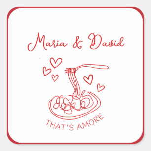 Sticker Carré Whimsical That's Amore Custom Rouge Mariage italie