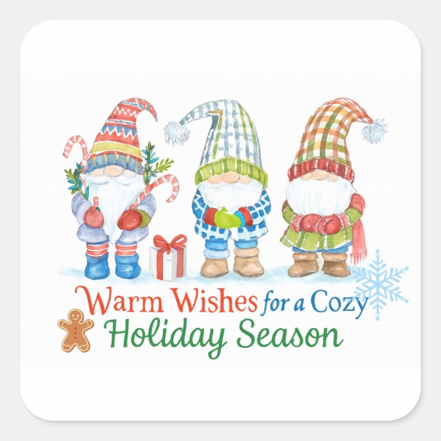 Sticker Carré Whimsicale wishes for  cozy holiday season (Devant)