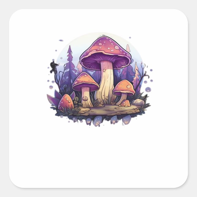 Sticker Carré Whimsigoth Champignons Et Crystals Classique (Devant)