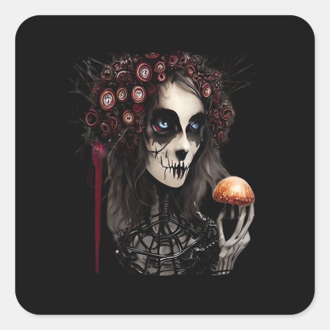 Sticker Carré Whimsigoth - Lunes classiques et jardins hantés (Devant)