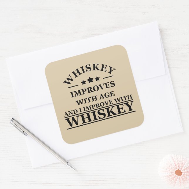 Sticker Carré Whiskey cite d'humoristiques paroles d'alcool cade (Enveloppe)