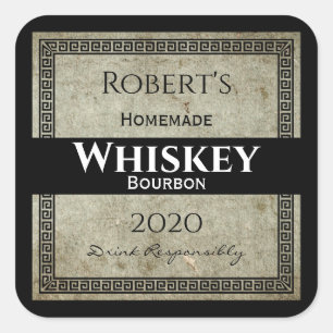 Sticker Carré Whiskey fait maison Personnalisé