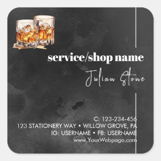 Sticker Carré whiskey noir