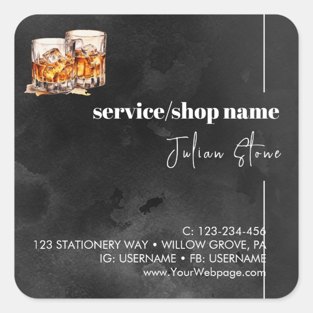 Sticker Carré whiskey noir (Devant)