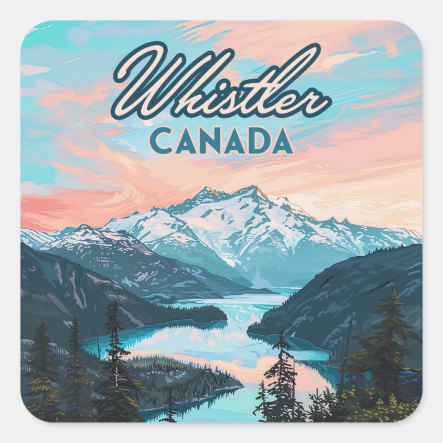 Sticker Carré Whistler Canada Colombie-Britannique Station de sk (Devant)