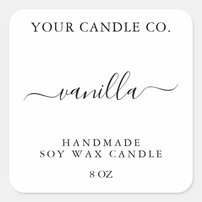 Sticker Carré White Elegant Minimalist Candle Label (Devant)