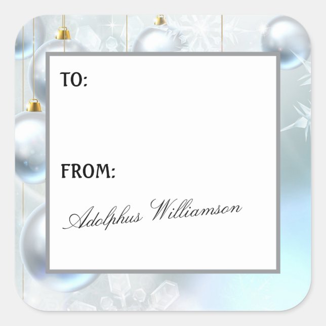 Sticker Carré White Ornaments Christmas Gift Label (Devant)