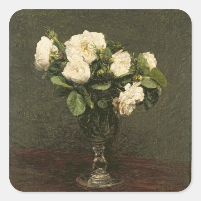Sticker Carré White Roses, 1875 (Devant)