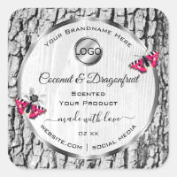 White Tree Bark Pink Butterfly Produit Logo Étique