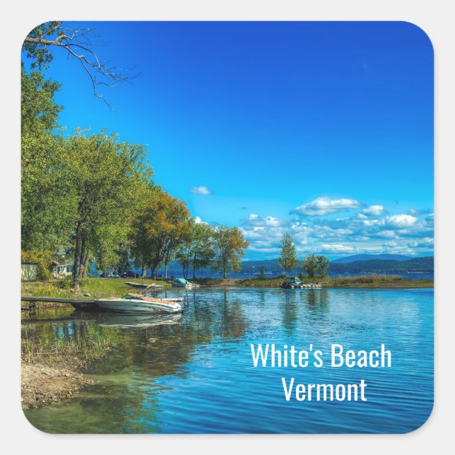 Sticker Carré White's Beach, Vermont (Devant)