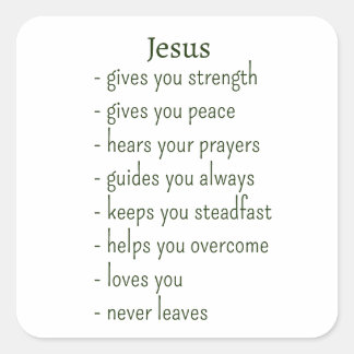Sticker Carré Who Jesus is Comforting Reminder Keepsake Gift