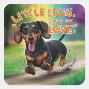 Sticker Carré Wiener Chien Petits Jambes Beaucoup d'amour