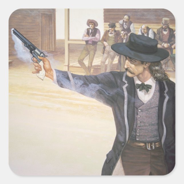 Sticker Carré 'Wild Bill' Hickok (1837-1876) montre sa marque (Devant)